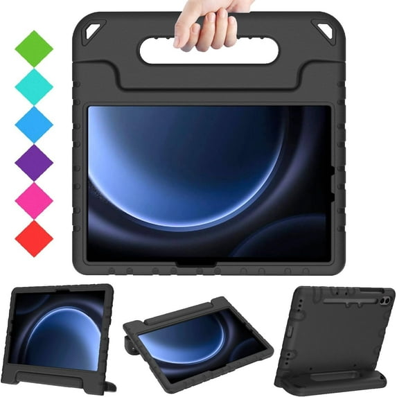 SUPNICE Kids Case for Samsung Galaxy Tab S10 FE 10.9" 2025/S9 FE 10.9 Inch/S9 11 Inch 2023, Lightweight Shockproof Convertible Handle Stand Case for Samsung Galaxy Tab S10 FE/S9 FE/S9/S8/S7,Black