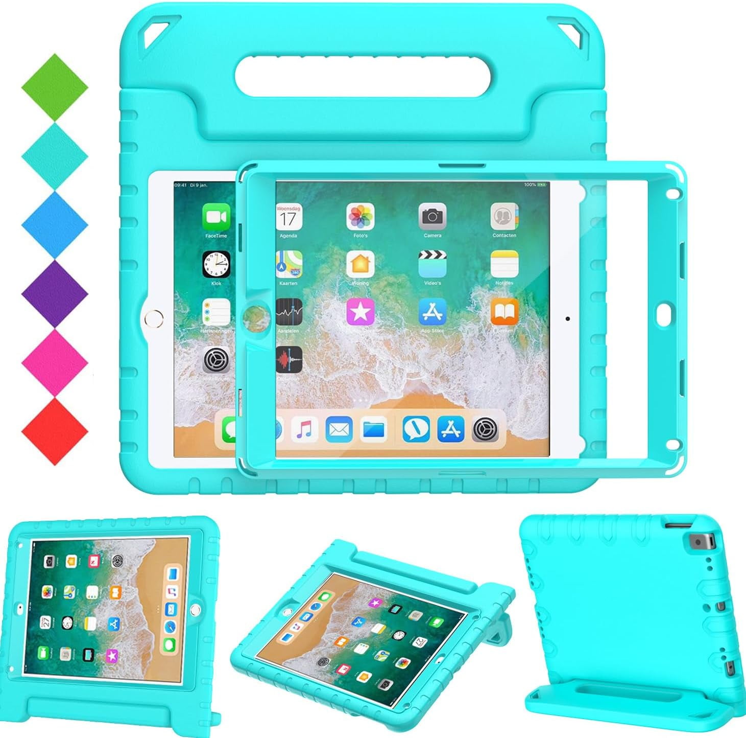 SUPNICE Kids Case with Screen Protector for iPad 9.7 Inch 2018/2017