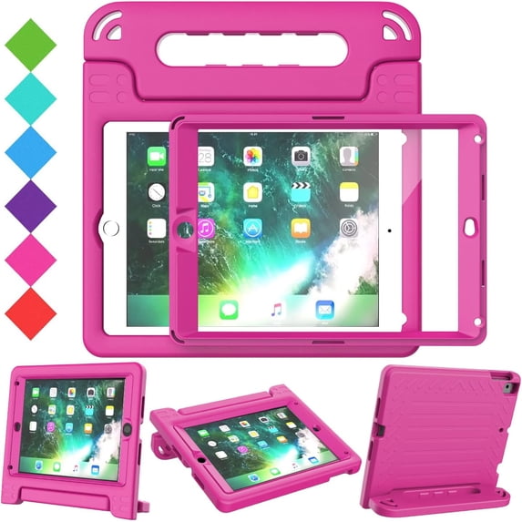SUPNICE Kids Case with Screen Protector for iPad 9.7 Inch 2018/2017, Shockproof Convertible Handle Stand Kids Case for iPad 9.7 2017/2018 (iPad 5th and 6th Generation),iPad Air 2, Rose Pink