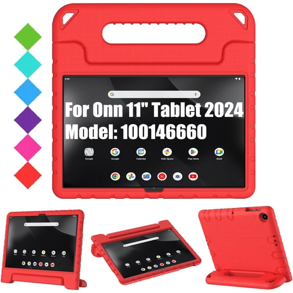 SUPNICE Kids Case for Walmart Onn. 11" Tablet Pro (2024 Model No.100146660), Lightweight Shockproof Convertible Handle Stand Case for Onn. 11" Tablet Pro 2024,Red
