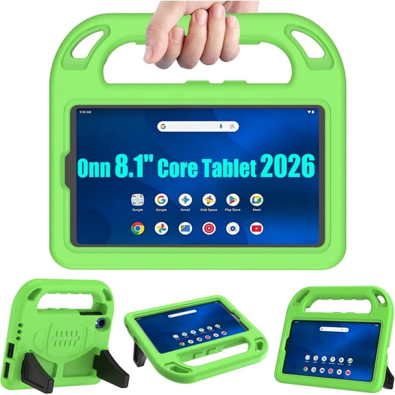 SUPNICE Kids Case for Walmart Onn 8.1 inch Core Tablet Gen 5 2026 Model (TBSIL36018340),Lightweight Handle Friendly Kickstand Cover for Walmart Onn 8.1" Core Tablet 2026 Release, Green