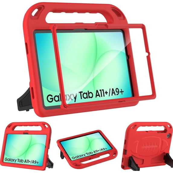 SUPNICE Kids Case for Samsung Galaxy Tab A11+ Plus 11” 2026/A9+ Plus 11 Inch 2023 - Shockproof Lightweight Stand Handle with Screen Protector - Red
