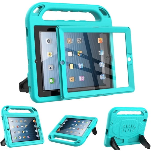 SUPNICE Kids Case for iPad 2 3 4 (Old Model)- Built-in Screen Protector, Shockproof Handle Stand Kids Friendly Protective Case for iPad 2nd 3rd 4th Generation, Turquoise