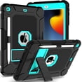 thumbnail image 1 of SUPNICE New Case for iPad 9th/ 8th/ 7th Generation (2021/2020/ 2019), iPad 10.2 Case with Pencil Holder & Kickstand, Anti-Slip 3-Layer Protective Kids Case for iPad 10.2-inch, Black and Turquoise, 1 of 8