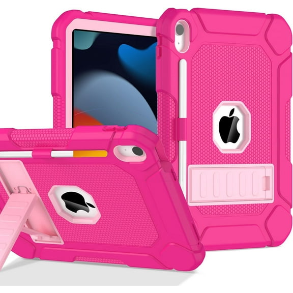 SUPNICE New Case for iPad 9th/ 8th/ 7th Generation (2021/2020/ 2019), iPad 10.2 Case with Pencil Holder & Kickstand, Anti-Slip 3-Layer Protective Kids Case for iPad 10.2-inch,Rose