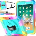 thumbnail image 1 of SUPNICE Rugged Case for iPad 9.7 Inch 2018/2017, 3 Layer Hybrid Shockproof [360 Rotating Stand] [Hand Strap] [Pencil Holder] Kids Case, iPad 6th Generation Case, iPad 5th Generation Case, Turquoise, 1 of 8
