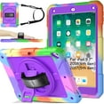 thumbnail image 1 of SUPNICE Rugged Case for iPad 9.7 Inch 2018/2017, 3 Layer Hybrid Shockproof [360 Rotating Stand] [Hand Strap] [Pencil Holder] Kids Case, iPad 6th Generation Case, iPad 5th Generation Case, Purple, 1 of 9