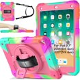 thumbnail image 1 of SUPNICE Rugged Case for iPad 9.7 Inch 2018/2017, 3 Layer Hybrid Shockproof [360 Rotating Stand] [Hand Strap] [Pencil Holder] Kids Case, iPad 6th Generation Case, iPad 5th Generation Case, Pink, 1 of 9