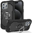 thumbnail image 1 of SUPNICE iPhone 15 Pro Max Case with Built-in Ring Stand, Military Drop Protection, Absorbing Bumper Shockproof Case with 360°Rotatable Ring Kickstand for iPhone 15 Pro Max 6.7 inch, Black, 1 of 7