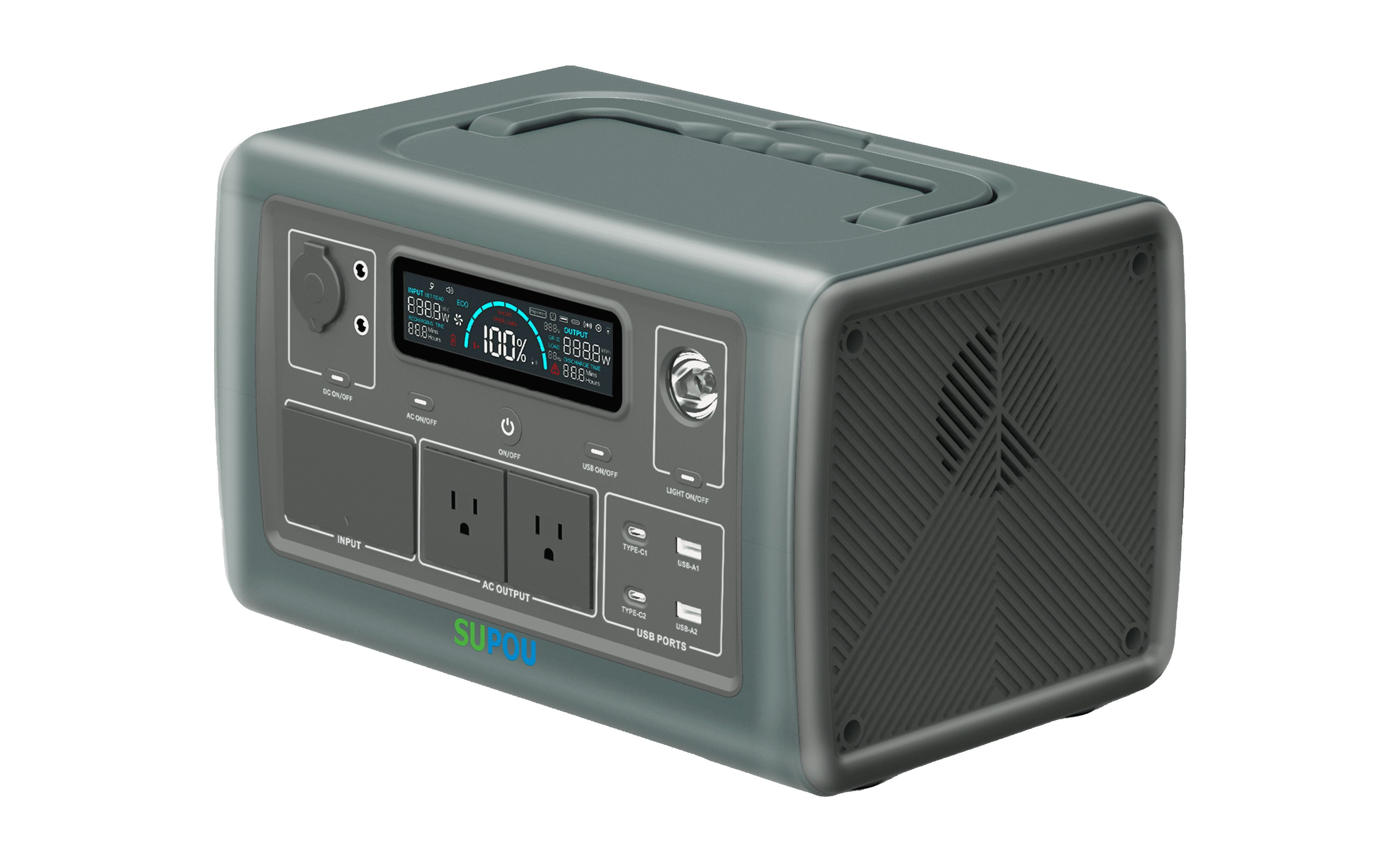 SUPOU SUP0800U 800W(Peak 1600W) Portable Power Station, 768Wh LiFePO4 battery, 120Vac, 6.7A,50/60Hz, Portable Generators for Home Use, Outdoor Car Camping, Emergency
