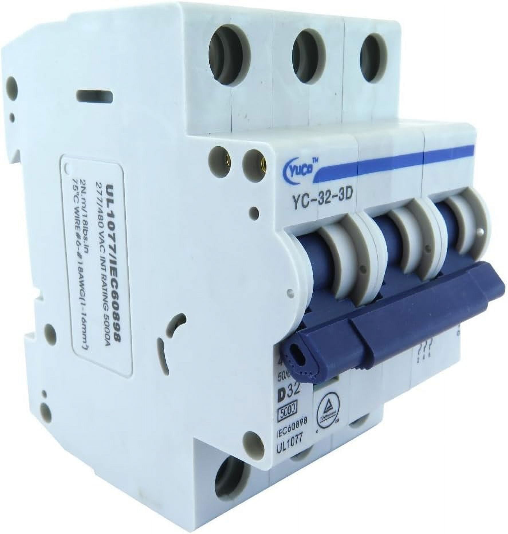 SUPPLEMENTAL PROTECTOR DIN RAIL MINIATURE CIRCUIT BREAKER 3P 32A D