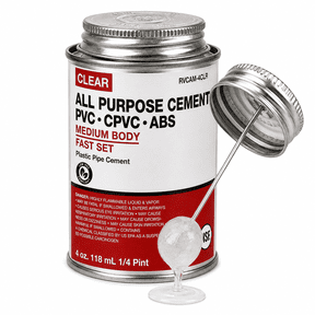 SUPPLYGIANT 4 oz All Purpose Clear PVC Cement Solvent Glue Fast Set Medium Body for PVC, CPVC, ABS Fittings Low - VOC