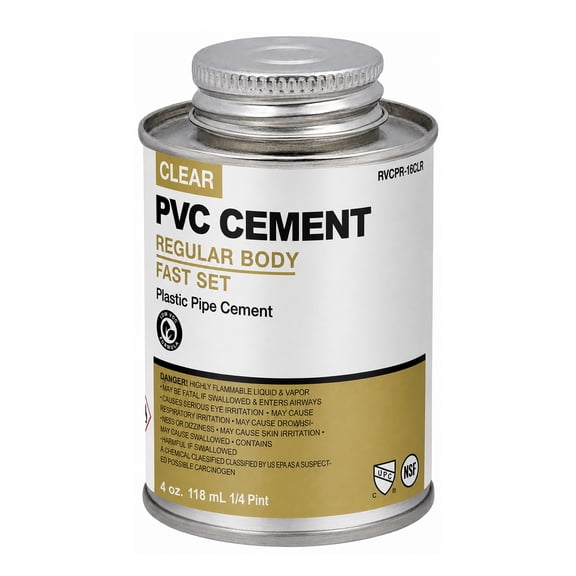 SUPPLYGIANT 4 oz Clear PVC Cement Regular Body Fast Set Solvent Weld Glue for PVC Pipe and Fittings Low - VOC