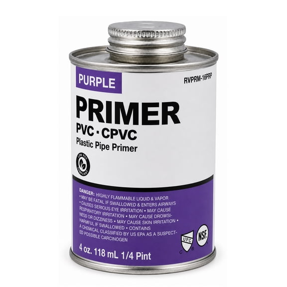 SUPPLYGIANT 4 oz Purple PVC/CPVC Primer Cement Industrial Grade Low-VOC Fast Acting Primer Glue for Pipe & Fittings