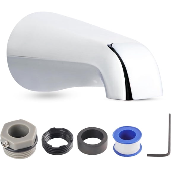 SUPPLYGIANT™ Tub Spout 1/2" FIP Nose Thread Non Diverter Bathtub Faucet Universal 4-Way Fit Chrome Plated Finsih