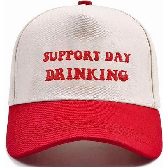 SUPPORT DAY DRINKING Hat, Funny Embroidered Baseball Cap with Bold Party Quote, Adjustable Dad Hat for Men and Women, Perfect Novelty Gift for Friends, Festivals and Everyday Fun