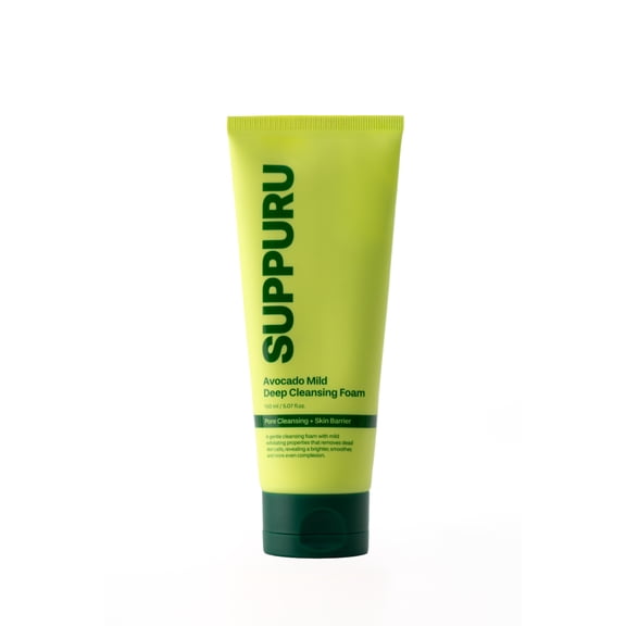 SUPPURU Avocado Mild Deep Cleansing Foam with AHA BHA PHA LHA, Korean Vegan Face Wash, 5.07 fl oz