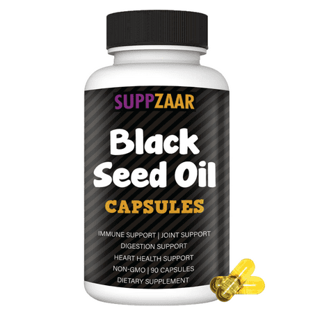 SUPPZAAR Vegan Black Seed Oil Capsules 1000mg. Cold-Pressed Nigella Sativa Black Cumin Seed Oil