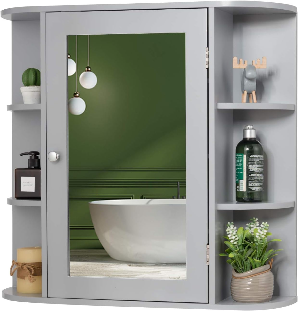SUPQ Bathroom Mirror Cabinet, Modern Wall Cabinet with Mirror, Medicine ...