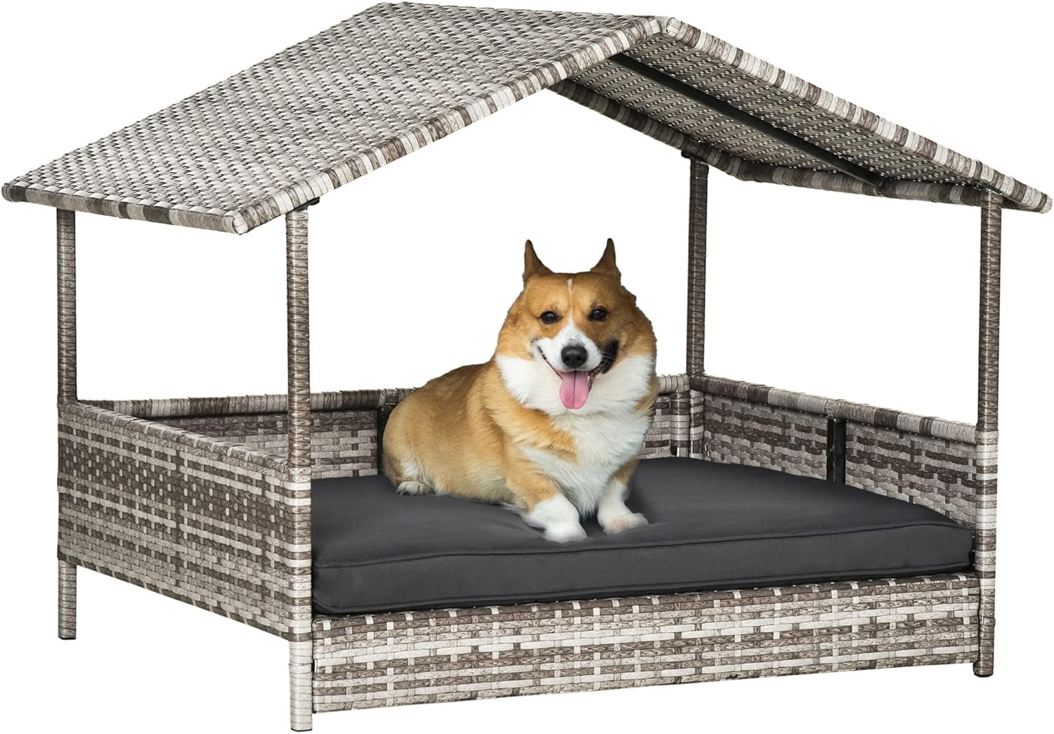 Photo inspiration: Fresh Look at Supq Wicker Dog House Outdoor With Canopy Rattan Dog Bed