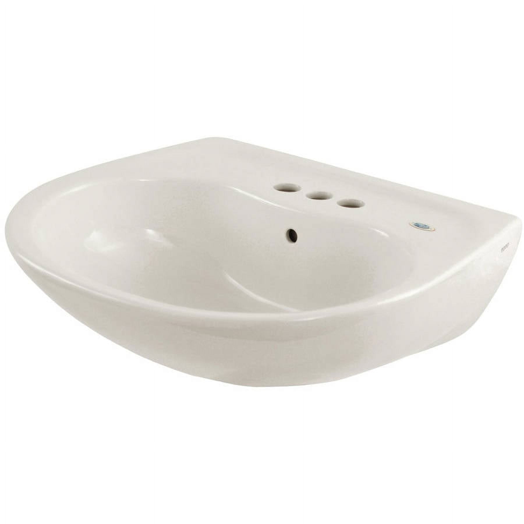 Cotton White Ceramic Pedestal Bathroom Sink with Overflow Drain