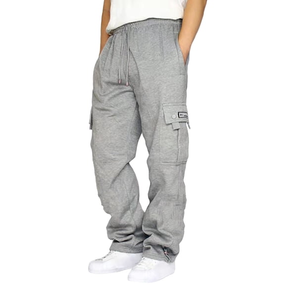 SUPREME FASHIONABLE Men's Sporty Work Pants with Button Pockets, Cuffed Leg & Adjustable Drawstring Waist for Casual Wear and Outdoor Adventures (Lightweight & Stylish),Light Gray 5XL
