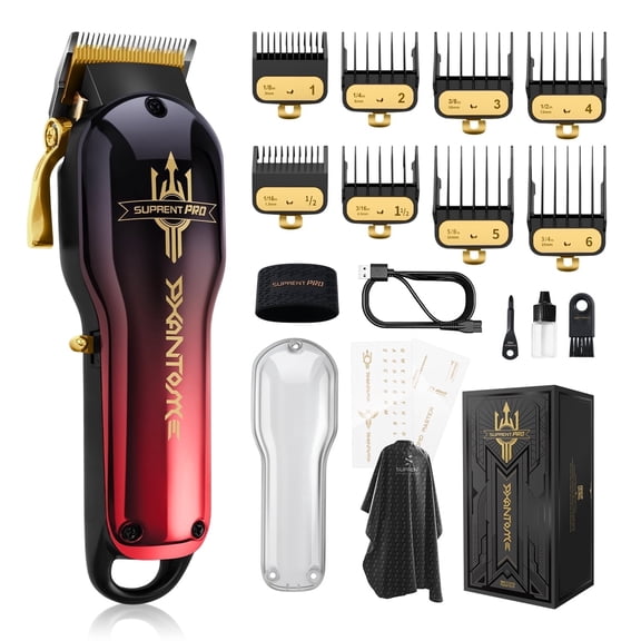 SUPRENT Professional Hair Clippers for Men Barber Clippers Rechargeable Hair Cutting Kits Red DIY