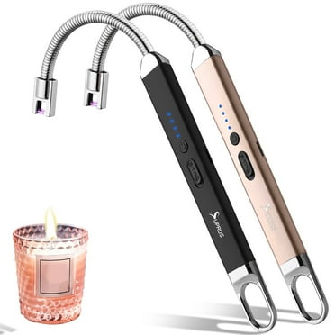 SUPRUS Rechargeable Arc Lighter HY510 2Pack Gold Electric Flameless with 360° Flexible Neck for Candle Camping Cooking
