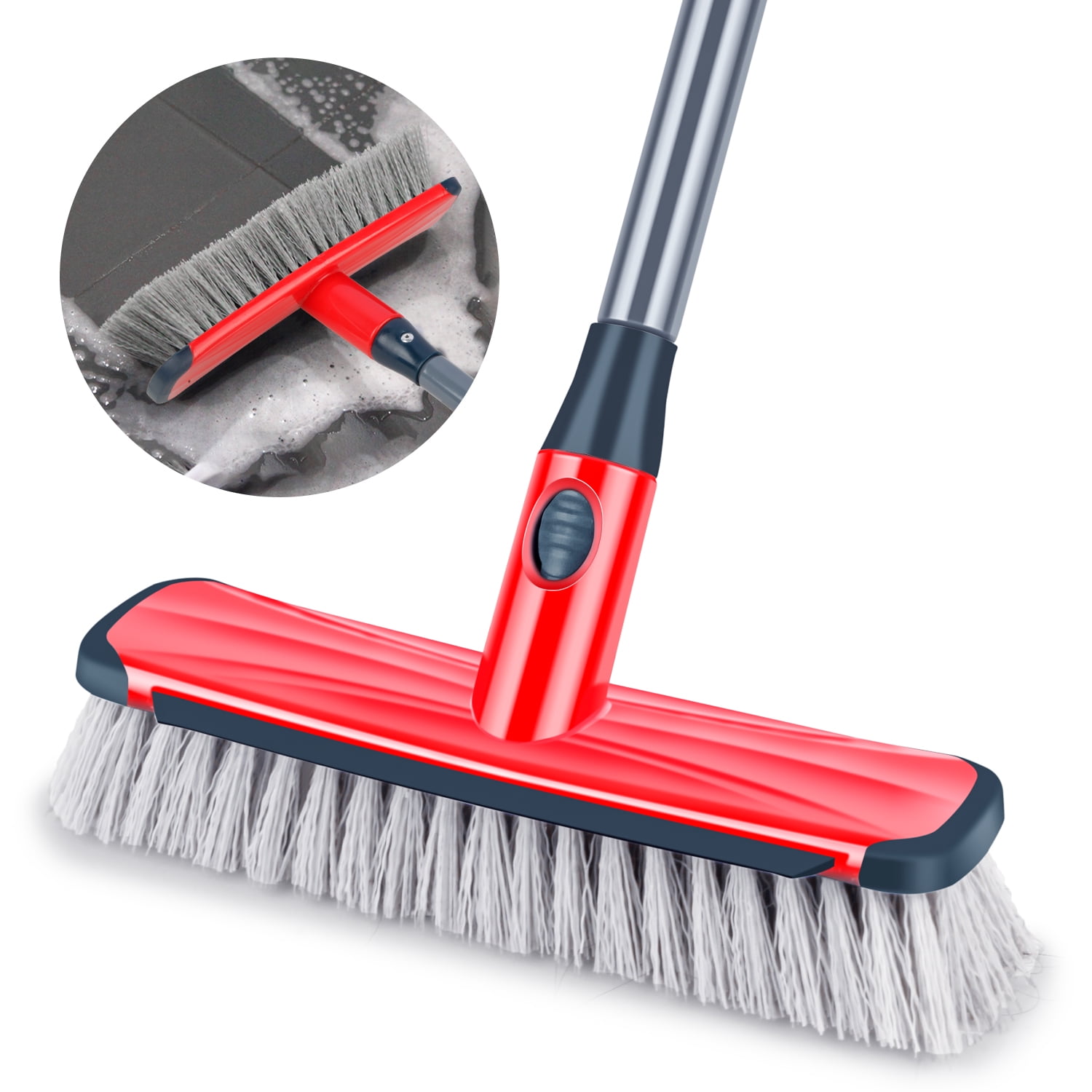 3-in-1 Garden Brush with Telescopic Handle, Wide & Narrow Bristle Brush  Head & Metal Spike for Cleaning Patio, Decking & Driveways