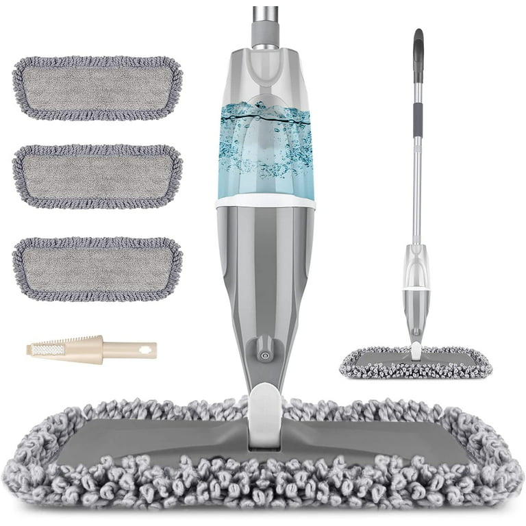 SUPTREE Microfiber Spray Mop for Floor Cleaning with 3 Washable Pads 1  Refillable Bottle 1 Scraper