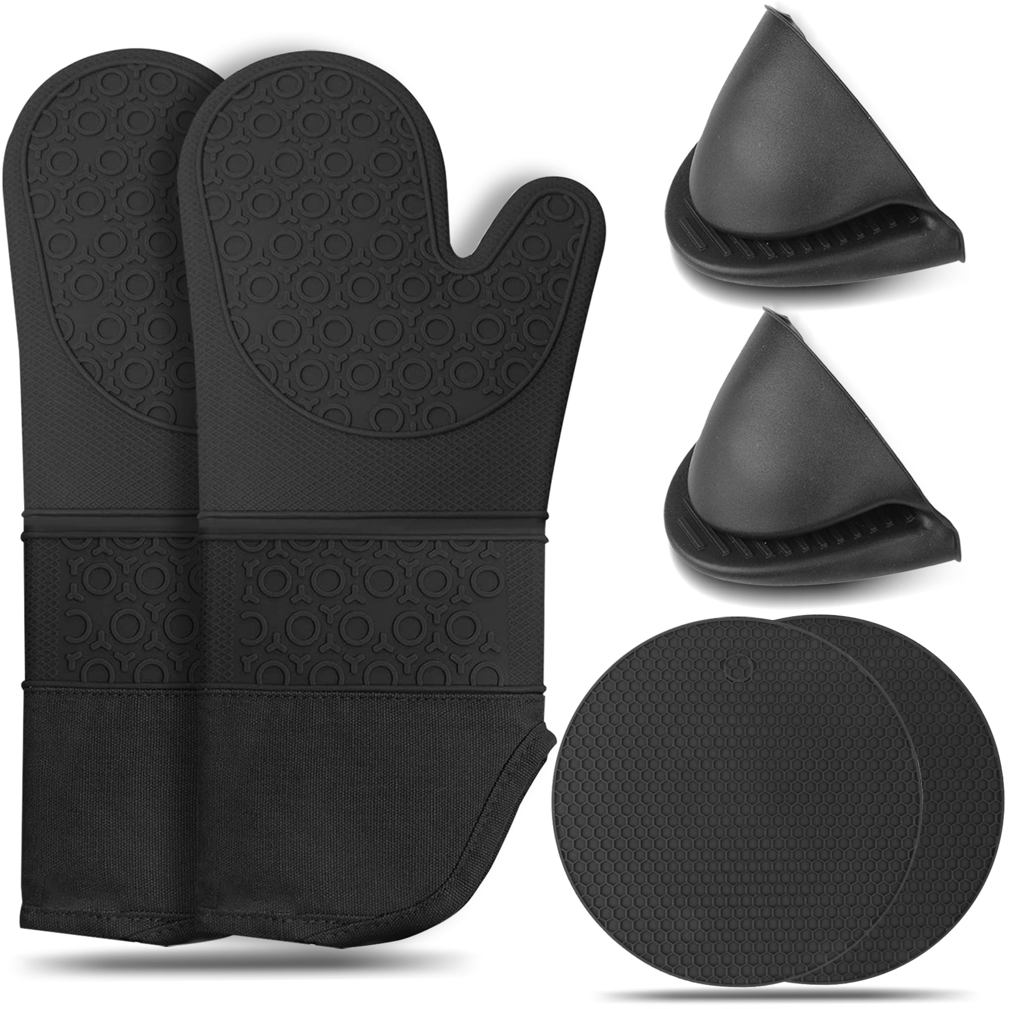 SUPTREE Kitchen Oven Mitts and Pot Holders Set Silicone Oven Gloves