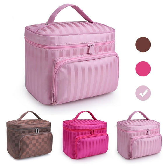 SUPTREE Makeup Bag Travel Cases Cosmetic Bag with Handle for Women Men Travel Organizers Pink