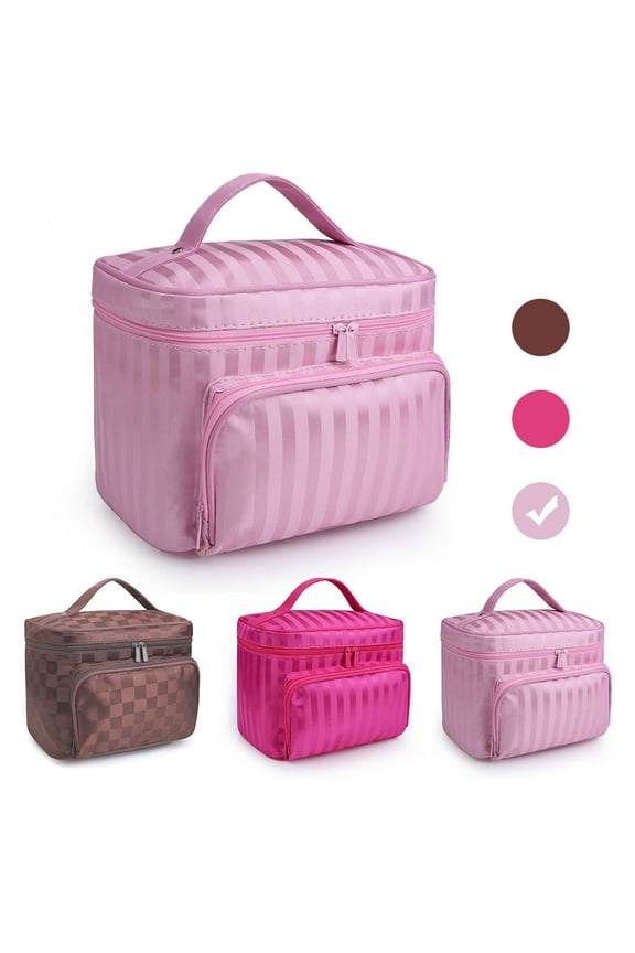 Makeup Bag Travel Cases Cosmetic Bag with Handle for Women Men Travel Organizers Pink