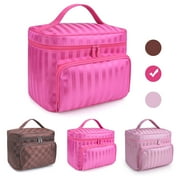 SUPTREE Makeup Bag Travel Cases Cosmetic Bag with Handle for Women Men Travel Organizers Rose Red