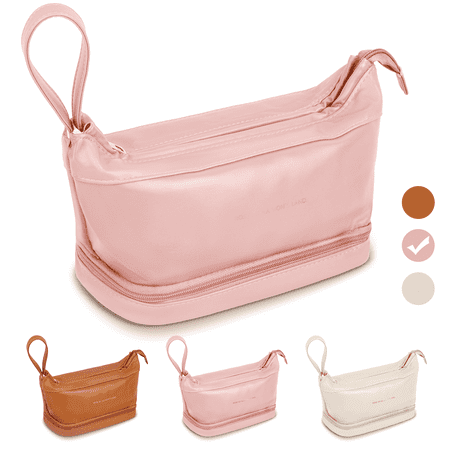 SUPTREE Makeup Bag Travel Cosmetic Bag for Women Travel Case Organizer Make Up Pouch,Pink