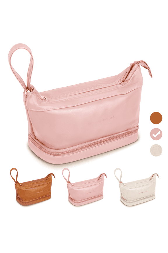 SUPTREE Makeup Bag Travel Cosmetic Bag for Women Travel Case Organizer Make Up Pouch，Pink