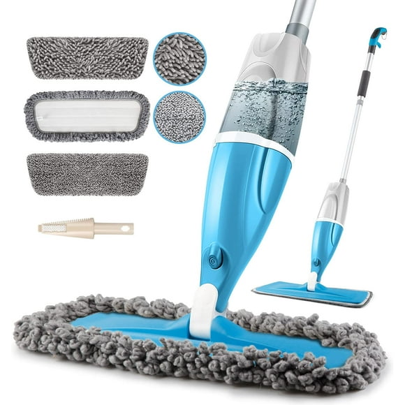 SUPTREE Microfiber Spray Floor Mops for Floors Cleaning Kitchen Mop with 3 Washable Mop Pads,440ML Refillable Bottle Dust Dry Wet Mop