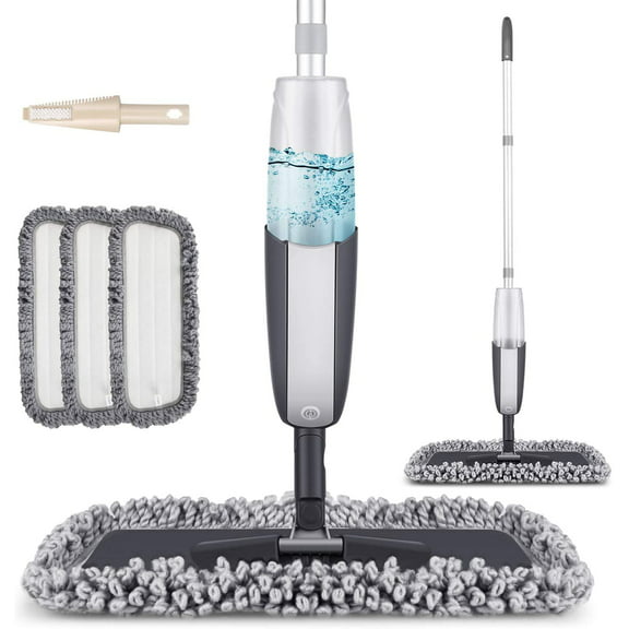 SUPTREE Microfiber Spray Mop for Floor Cleaning with 3 Washable Pads 1 Refillable Bottle 1 Scraper