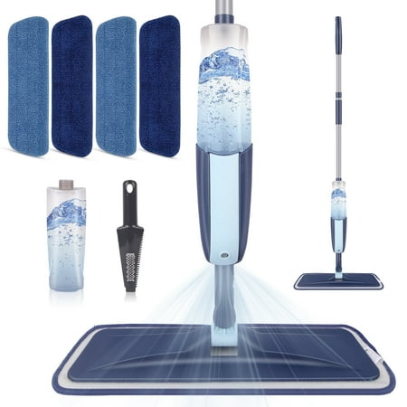 SUPTREE Microfiber Spray Mop for Floor Cleaning with 4 Washable Pads 1 Refillable Bottle 1 Scraper