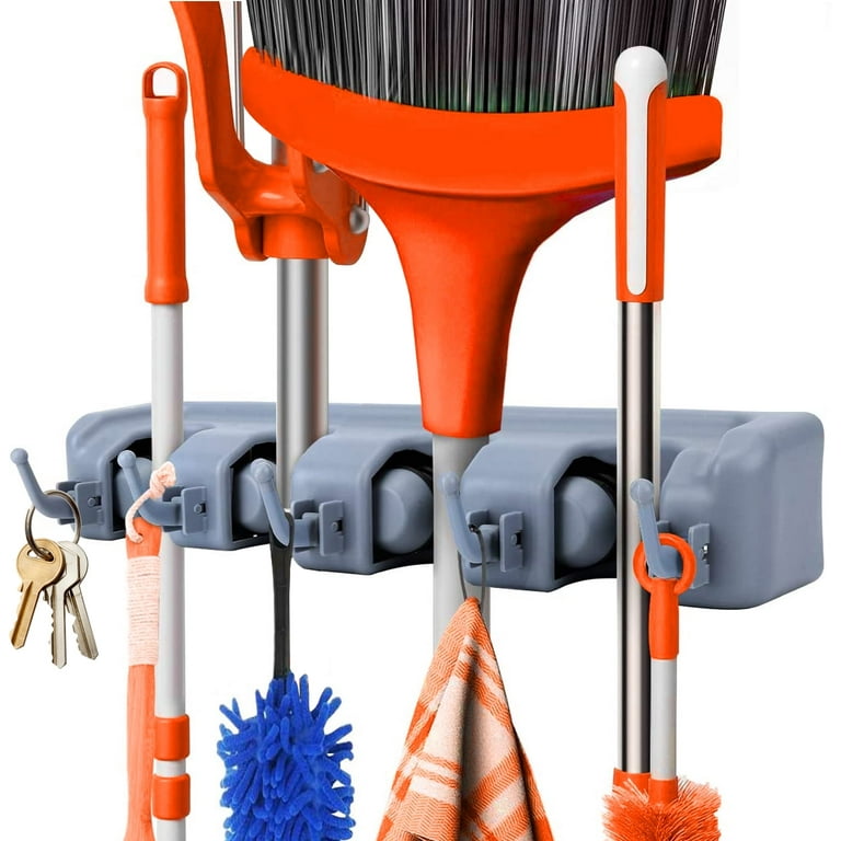 UUGEE Wall Mounted Mop and Broom Holder, Utility Rack Hang Storage