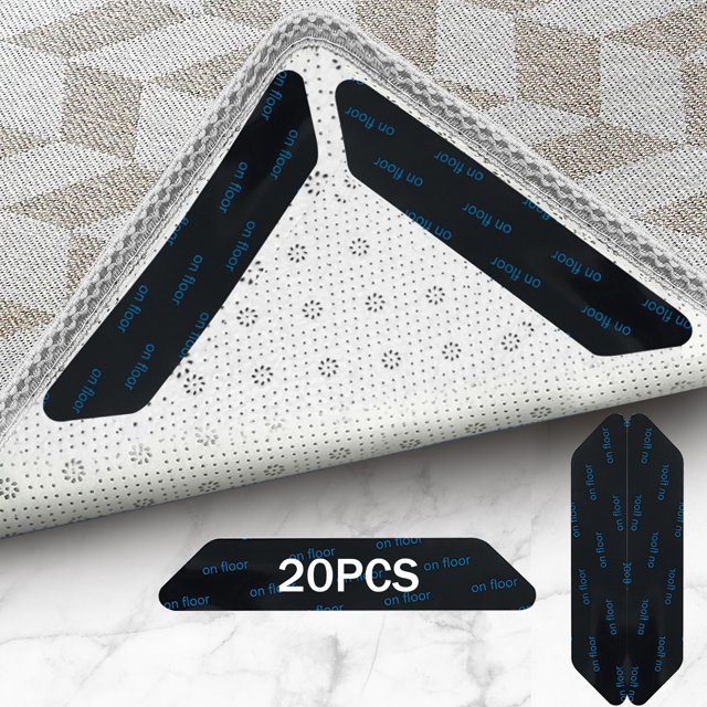 SUPTREE 20 PCS Non Slip Rug Gripper Tape, Hard Corner Grip, Stays Sticky for Area Rug Pad Carpet