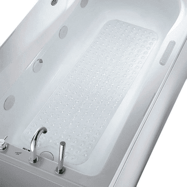 SUPTREE Non Slip Shower Mat for Bathtub with Drain Hole Bathroom Tub Mats Suction Cup 100x40cm, Clear