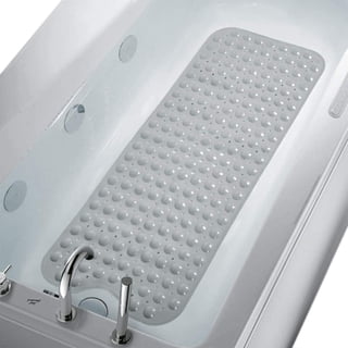 SUPTREE Non Slip Shower Mat for Bathtub with Drain Hole Bathroom Tub Mats Suction Cup 100x40cm, Gray