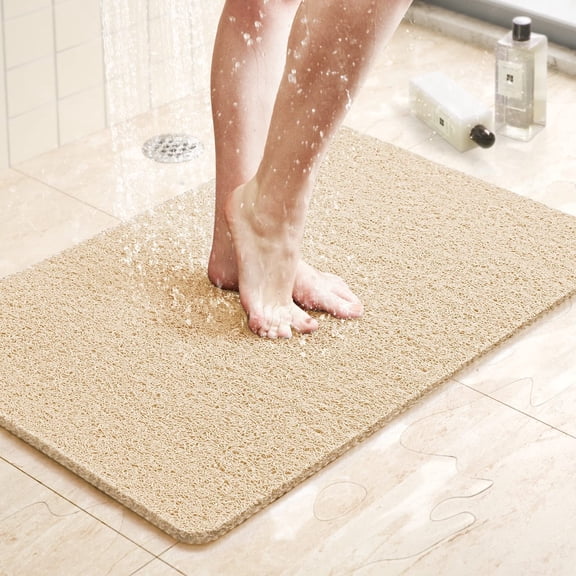 SUPTREE Non Slip Shower Mats for Bathtub Showers Stall Anti PVC Loofah Bath Floor Mat for Tub 17"x30"