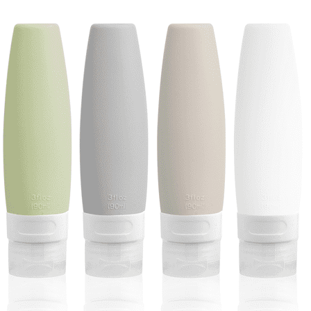 SUPTREE Silicone Travel Size Toiletries Bottles Containers 4 Pack Leakproof Squeezable Refillable Travel Accessories (3oz/90ml)