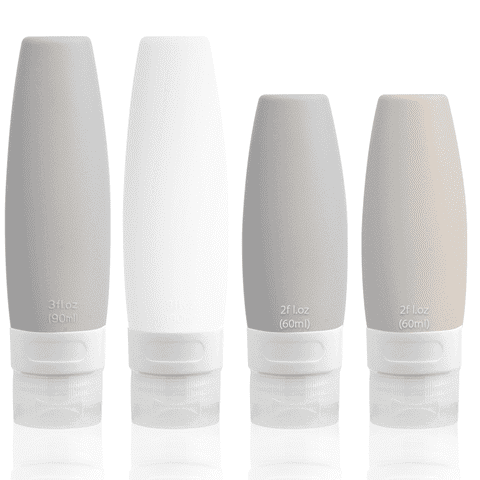 SUPTREE Silicone Travel Size Toiletries Bottles Containers 4 Pack Leakproof Squeezable Refillable Empty Travel Bottles(60ml/90ml)