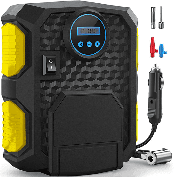 SUPTREE Tire Inflator Portable Air Pump for Car with LED Light Digital Tire Pressure Gauge w/Auto Pump/Shut Off