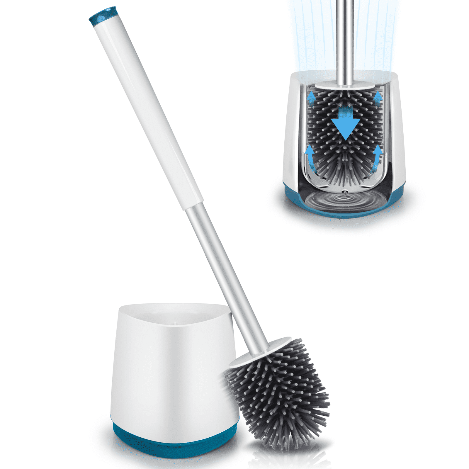 SUPTREE Toilet Bowl Brush and Caddy Holder Set Bathroom Toilet Scrubber ...