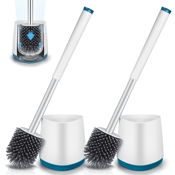 SUPTREE Toilet Bowl Cleaner Brush and Caddy Set Toilet Bowl Scrubber for Bathroom Cleaning, 2 Pack