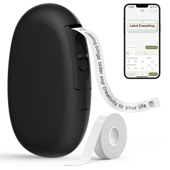 SUPVAN E10 Bluetooth Label Maker Machine with Tape, Versatile App with 35 Fonts and 1k+ Icons, Black